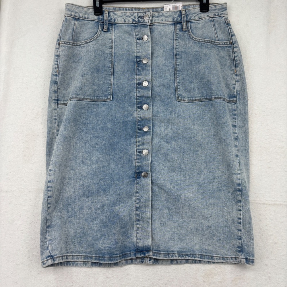 Sonoma Jean Skirt Womens 16 Light Wash Stretch Denim Midi High Rise Pockets